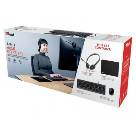 Combo 4 em1 Teclado + Rato + Tapete + Headset Trust